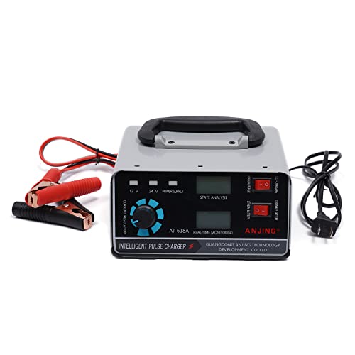 12V/24V Lithium Lead Acid Battery Charger with LCD Display, Intelligent Battery Maintainer Trickle Charge for Car, Motorcycle, Van