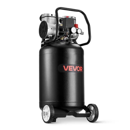 VEVOR 10-Gallon Air Compressor, 2HP 4.8 SCFM at 90PSI, Max 125PSI Pressure Oil-Free Air Compressor Tank, Portable on Wheels for Auto Repair, Tire Inflation, Spray Painting, Woodwork Nailing, 120V - size: 10-Gallon