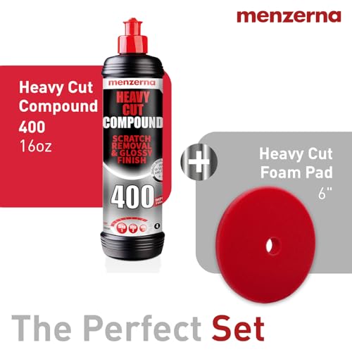 menzerna Deep Scratch and Swirl Remover Kit I Car polishing Set with Menzerna Heavy Cut 400 (16oz) and 6 Inch Polishing Pad I Deep Scratch Remover and high Gloss Kit for All Types of Vehicles - style: 16oz. + Pad