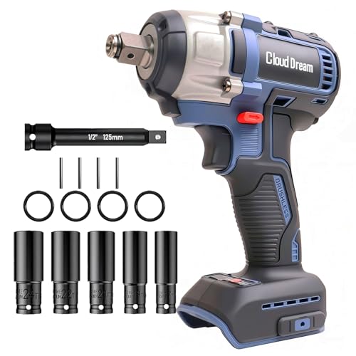 1/2" Cordless Impact Wrench Compatible with DeWalt Battery, 369Ft-lbs (500N.m) Impact Gun, 2-Speed Brushless Impact Driver for Car Wheels, Trucks, and Rusted Bolts (No Battery Included) - color: 369ft-lbs