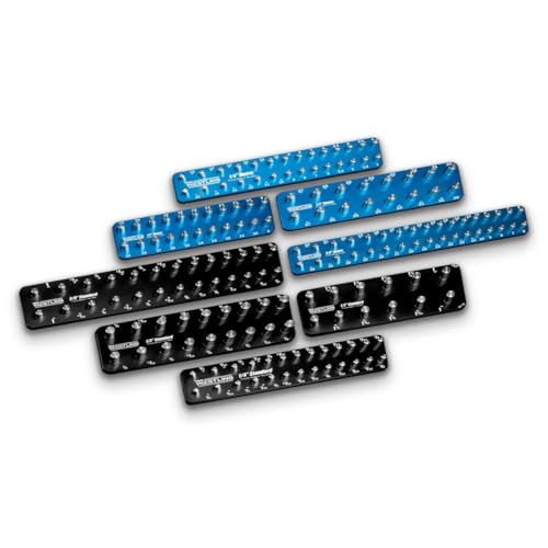 Westling USA Premium Aluminum Starter 8 Piece Socket Tray/Organizer Set, Holds 152 Standard and Metric Sockets (Black/Blue, 2 Row) - color: Black/Blue, size: 2 Row