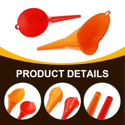 2Pcs Long Neck Oil Funnels, Hand-Free No Cover Plastic Lubricant Filling Funnel, for Filling Automotive Oil, Coolant & Other Liquids, Top Hanging Loop Portable Oil Change Accessory for Most Cars