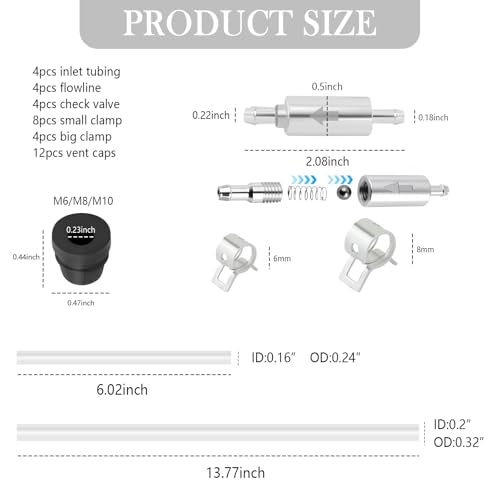 OFBAND 4Set Brake Bleeder Kit,Brake Fluid Bleeder Kit Includes 4PCS Brake Bleeder Hose,2PCS One Way Check Valve,Universal Break Bleeder Kit Car Accessories for Car Motorbike Bike - color: 4PCS
