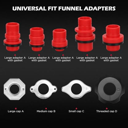 22-Piece No-Spill Coolant Filling Funnel Kit and Siphon Hose Pump, Radiator Coolant Filling Spill-Proof Funnel Kit with Adapters, Extensions, PVC Hose, Engine Oil Funnels, Towel for Universal Vehicle - size: 22 PCS - Pro Kit with Siphon Pump