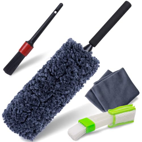 TAKAVU Car Duster Kit, Ultra Soft Microfiber, Lint & Scratch Free | Includes Storage Bag & Unbreakable Handle, Removes Pollen & Dust, Exterior & Interior for SUV & Home - size: Microfiber Soft Feather