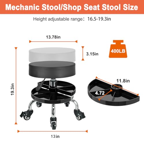 JOSTZHXIN Garage Mechanic Stool Chair Rolling Shop Chair, Height Adjustable Garage Shop Seat, Low Stools with Storage Tray, Rolling Stool for Salon SPA Tattoo (Style 4) - style: Style 4