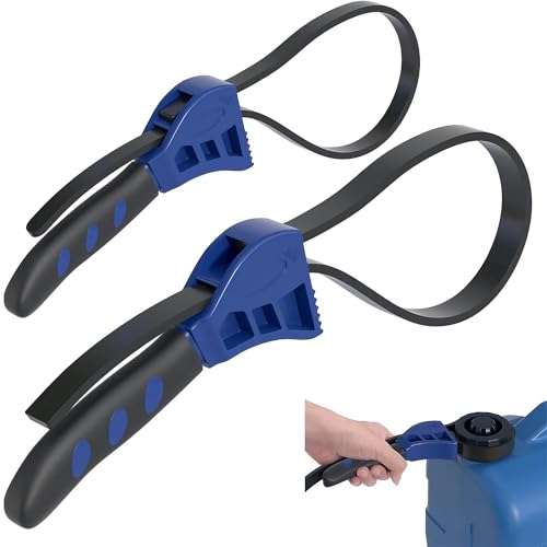 2-Pack Adjustable Rubber Strap Wrench Set – 25.20" & 20.48" Heavy-Duty Strap Wrench for Oil Filter, Jar Opener, Water Filter, Plumbing, Sink, Faucet – Non-Slip Multipurpose Wrench Tool (Blue) - color: Blue