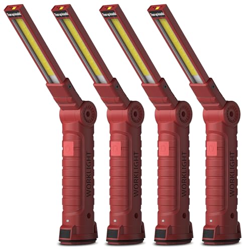 Coquimbo Tool Gifts for Men Dad, Rechargeable Flashlight LED Work Light | Grill Light with Magnetic Base, 5 Modes 360° Rotate, Mens Dad Husband Birthday Gifts (4 Pack Red) - color: Red, size: 4 Pack