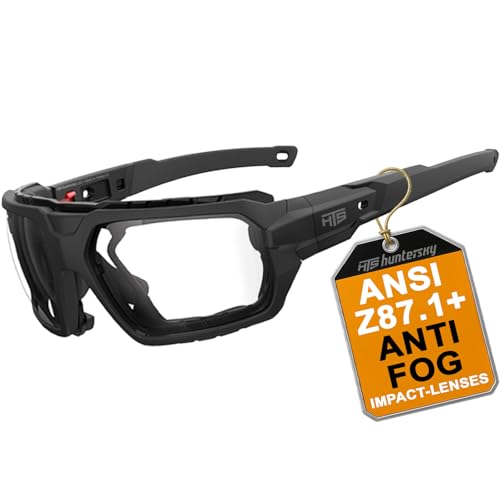 HTS HUNTERSKY Protective Powersports Motorcycle Anti Fog Riding Goggles Eyewear Padded Sunglasses Windproof UTV Spoggles - color: Black Clear