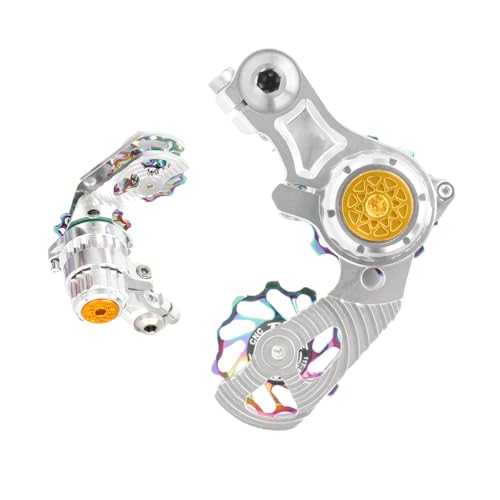 Single Speed Chain Tensioner Kit, CNC Aluminum Adjuster with 11T Pulley | Fits derailleur hanger frames for single speed conversions. 11T pulley with ceramic bearing for MTB, BMX & DJ bikes. - color: Silver