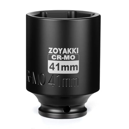 1/2" Drive 41mm Deep 6 Pt CR-MO Metric Impact Socket for Axle Nuts - size: 41mm, style: 1/2" Drive Deep