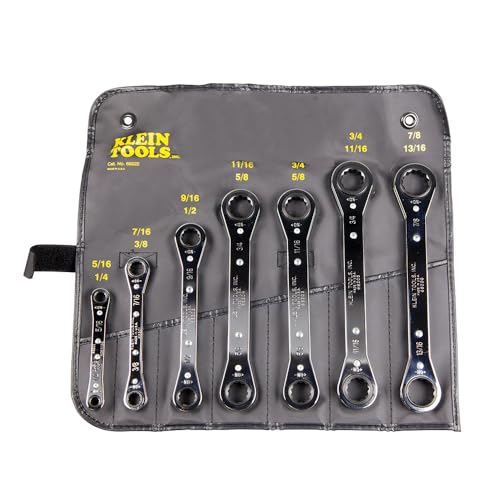 KLEIN TOOLS 68222 Ratcheting Box Wrench Set, 7-Piece, Made in USA - size: 7-Piece