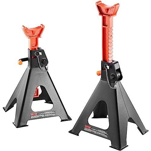 VEVOR Jack Stands, 6 Ton (13,000 lbs) Capacity Car Jack Stands Double Locking, 14.2-23 inch Adjustable Height, for Lifting SUV, Pickup Truck, Car and UTV/ATV, Red, 1 Pair - style: 6T 2-Locking