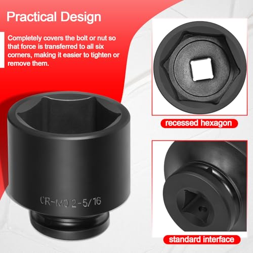 8PCS 3/4" Drive Spindle Axle Nut Impact Socket Set, 2-1/16" to 2-1/2" | Heavy Duty 6-Point CR-MO Chromoly Steel for Truck & Auto Repair