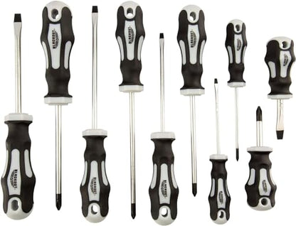 Blackout XP 10-Piece Slotted & Phillips Screwdriver Set Plus Zippered Carrying Bag | Precision Magnetic Screwdriver Tool Set, Black (10 Piece)