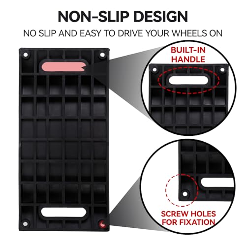 Tire Saver Ramps Set of 4, 60000 lbs Capacity Prevent Flat Spots Protect Car & RV Tires Heavy Duty Non-Slip Rubber Easy to Carry