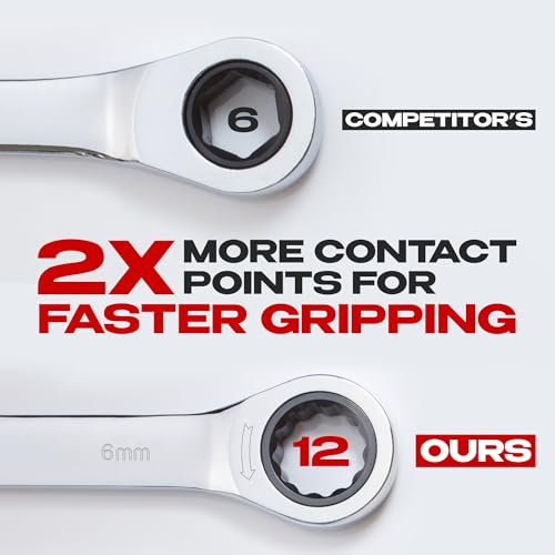 Jaeger 6 mm Ratchet Combination Wrench with 8° Ratcheting Precision and Hardened, Polished Steel for Projects with Metric Tight Spaces - size: 6 MM