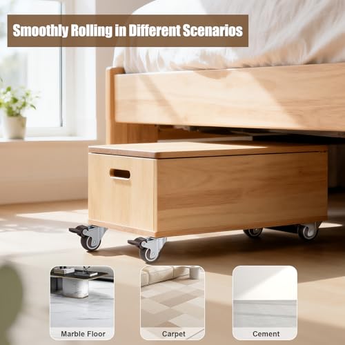 Nefish 1.5 Inch Caster Wheels Rubber Castor with Brake 360 Degree Rotation Top Plate Swivel Casters for Furniture, Table and Toolbox, 300 Pounds Capacity for Set of 4 (Free Screws and Screwdriver) - style: 1.5 IN (4 Pack)