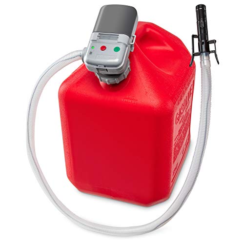 Deway Auto Fuel Transfer Pump, AA Battery, Auto-Stop, 2.2 GPM, Screw-On Cap | Hands-free fill and drain for autos, generators, and lawn equipment; not for US kerosene cans. - style: Auto Stop Nozzle w/ 51" Plastic Hose