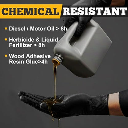 Heavy Duty Black Industrial Nitrile Gloves with Raised Diamond Texture, Latex Free 8mil, Latex Free - size: Small