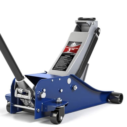 Jack Boss 6600LBS Floor Jack, 3 Ton Capacity Car Jack, Low Profile Protable Hydraulic with Dual Pumps, Quilckly Lift and Slow Descent, Lifting Range 3-1/8" Min to 20" Max Blue and Grey - color: Blue, size: 3 Ton Dual Pump