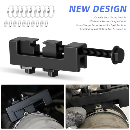 Axle Boot Clamp Tool, with 20 PCS 304 Stainless Steel Single Ear Hose Clamp, Drive Shaft CV Axle Boot Clamp Removal and Installation Tool
