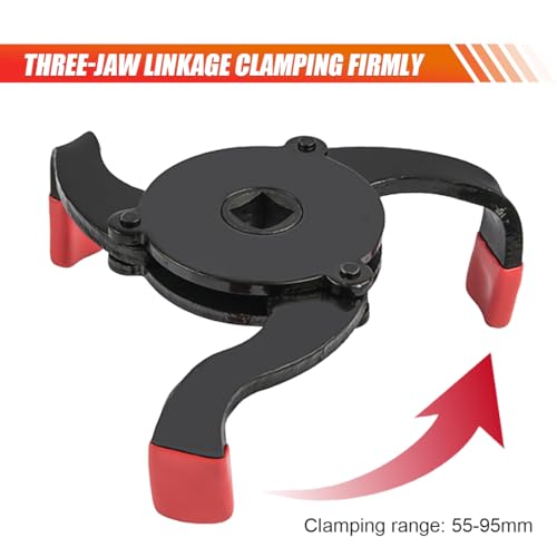 Universal Oil Filter Wrench Tool - Adjustable 3 Jaw Oil Filter Removal Tool with 1/2'' Adapter 3/8'' Square Drive Socket - Heavy Duty One Way Change Tool Set for 2-3/8" to 3-7/8" Filters