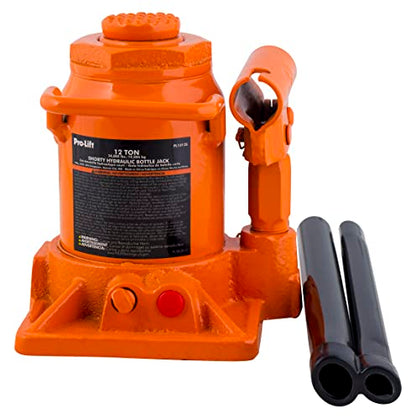 Pro-Lift 12 Ton Shorty Hydraulic Bottle Jack - Portable Car Jack 24000 Lbs Capacity with Pump Handle for Car Sedans SUV
