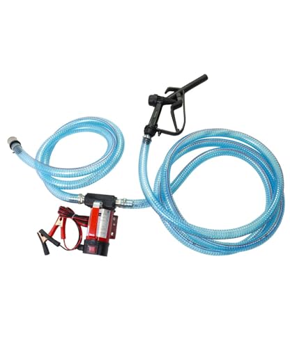 12V 13GPM Diesel Fuel Transfer Pump, 6.5FT Suction Hose & 13FT Discharge Hose for Diesel/Kerosene, with Nozzle & Fittings