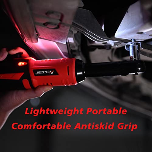 AOBEN 3/8" 40 Ft-lbs Cordless Electric Ratchet Wrench Kit with Variable Speed, Lithium Batteries - style: AB733-1D