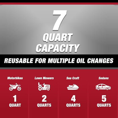 7-Quart Automotive Drain Pan with Built-in Scale and Spout, Leakproof Heavy Duty Oil Catch Pan, Anti-Splash Fluid Collector for Car Oil Change, Garage Motorcycle Repair Tools