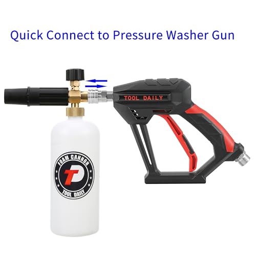 Tool Daily Short Pressure Washer Gun with Foam Cannon, 1/4 Inch Quick Connector, with 5 Pressure Washer Nozzle Tips, 1 Liter - style: Foam Gun