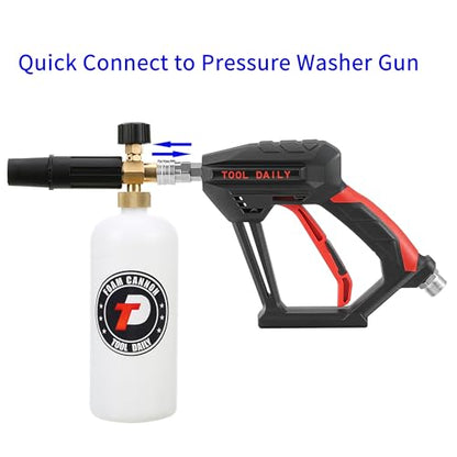Tool Daily Short Pressure Washer Gun with Foam Cannon, 1/4 Inch Quick Connector, with 5 Pressure Washer Nozzle Tips, 1 Liter - style: Foam Gun