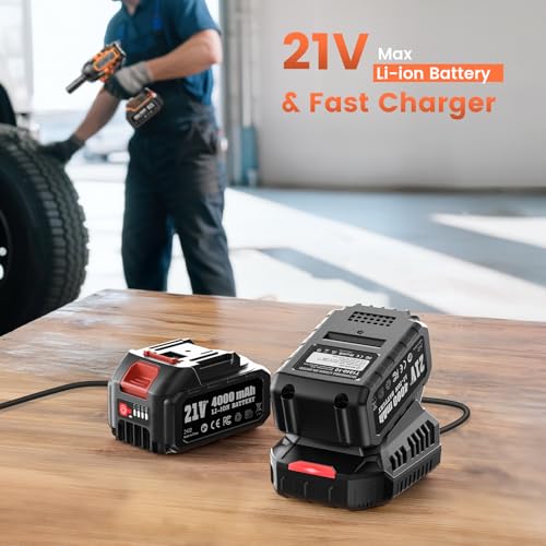 TaskStar 1500N.m 1/2" Cordless Impact Wrench for Auto Repair | 1110 ft-lbs max torque, 3-speed Mode, 21V 2×4.0Ah batteries & charger, 4 sockets, LED, impact gun for trucks/heavy equipment - style: 1500Nm