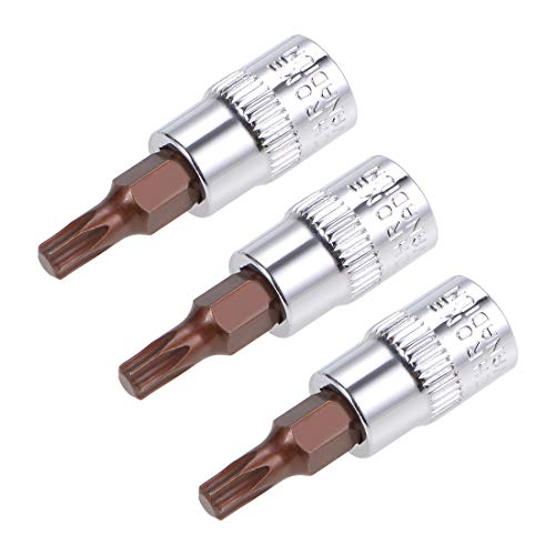 uxcell 3pcs 1/4" Drive x T15 Torx Bit Socket, S2 Steel Bits CR-V Sockets 38mm Length Use with Ratchet Wrench, Slide Bar, Extension Rod - size: T15
