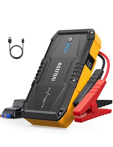AstroAI S8 Car Battery Jump Starter, Car Jumper Starter Battery Pack for Up to 6.0L Gas & 3.0L Diesel Engines, 12V Portable Jump Box with 3 Modes Flashlight and Jumper Cable(Yellow) - color: Yellow - 1500A (S8)