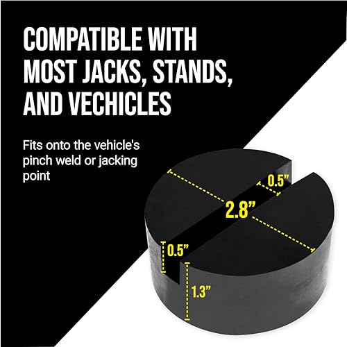 Mission Automotive Slotted Rubber Jack Pads - Automotive Pinch Weld Pad & Frame Rail Protector - Universal Lift Pucks for Hydraulic Jack Adapter Plate & Stands - Pack of 2, 2.8 in Dia x 1.3 in H