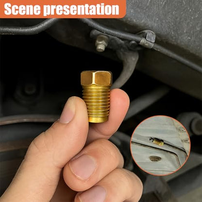 10PCS 3/16 Car Brake Line Fittings, M10 x 1.0 Thread Metric Invert Flare Nut, Steel Car Brake Line Tubing Fittings, Universal Automotive Braking System Parts for Cars/Trucks/SUVs(Gold)