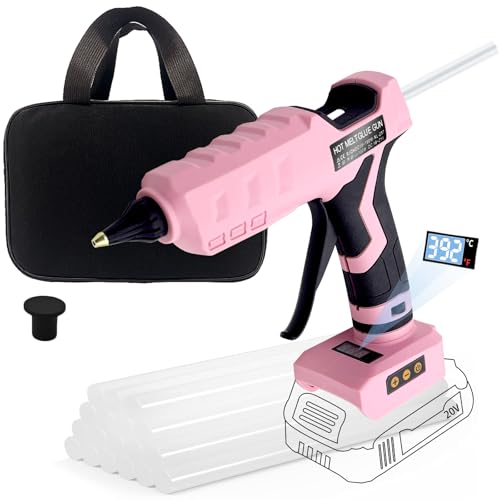 100W Cordless Glue Gun for Dewalt 20V MAX Battery- 20 Full Size Glue Sticks | Digital Temperature Adjustable High Temp Full Size Heavy Duty Hot Glue Gun (Battery Not Include) - size: Full Size