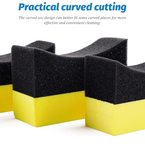 Car Tire Applicator Dressing Shine Sponge, 4PCS Vehicle Contour Wheel Wax Buffing Applicator Pads, Auto Tire Shine Detailing Cleaning Sponge Tool, Universal for SUV RV Truck