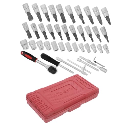 Zerodeko 46pcs Socket Wrench Set Storage Case for Automotive Repairs Socket Tool Kit for Mechanics Comprehensive Car Maintenance Tools Portable Box for Use