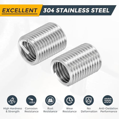 HARFINGTON 20pcs Wire Thread Repair Inserts M8 x 1.25 x 2.5D (20mm) Metric 304H Stainless Steel Helical Coiled Wire Screw Threaded Sleeve Sheath for Automotive Repairs - size: M8 x 1.25 x 2.5D