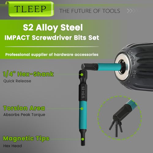 20PCS Impact Drill Allen Key Bit Set 25mm+60mm Long, Hex Bit Set H1.5-H10 Metric Impact Screwdriver Driver Bits, 1/4" Hex-Shank S2 Steel with Magnetic Bit Holder & 196mm Handle Screwdriver - style: Set 4: Metric 20Pcs, 25MM and 65MM