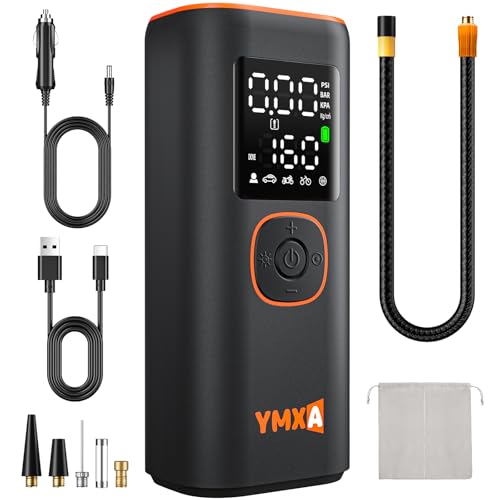 Portable Tire Inflator For Car - 5X Faster 160 PSI, DC 12V Air Pump For Car Tires, Portable Air Compressor With Large Dual Digital Screen, Tire Air Pump For with Light Truck, Motorcycle, Bike