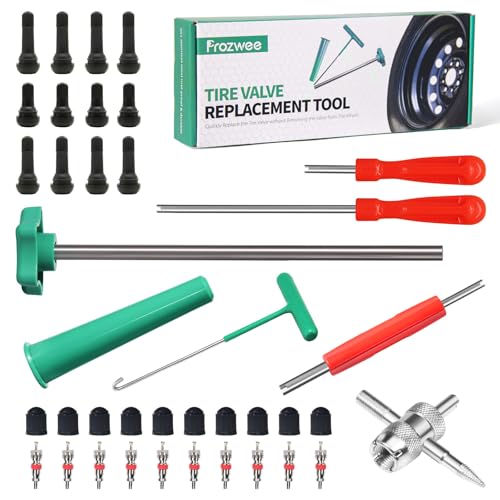 Tire Valve Stem Core Quickly Replacement Tool Kit,with Core Remover Installer Tools with 12PCS Valve Stems & 10PCS Cores,Perfect Tool for Replacing Valves in Cars,Trucks,Motorcycles, etc. - size: 2 Set Tools & 12PCS Stems