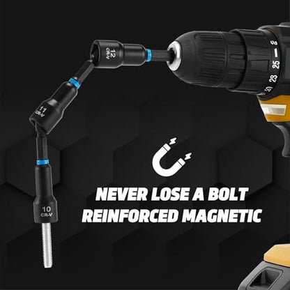 55PCS Magnetic Nut Driver Set, Metric & SAE Magnetic Impact Drill Driver Bit, Deep Nut Driver Set, Wing Nut Driver, 1/4" Quick Change, Heavy Duty Socket Adapters & Bit Extensions, Storage Box