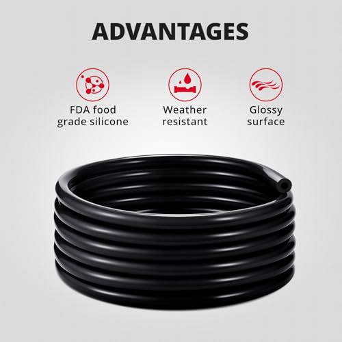 EVIL ENERGY 1/8 5/32 3/16 1/4 5/16 3/8 Silicone Vacuum Tubing Hose Line Kit 10FT 130PSI Max Pressure Black (3mm 4mm 5mm 6mm 8mm 10mm) - size: 10FT