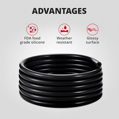 EVIL ENERGY 1/8 5/32 3/16 1/4 5/16 3/8 Silicone Vacuum Tubing Hose Line Kit 10FT 130PSI Max Pressure Black (3mm 4mm 5mm 6mm 8mm 10mm) - size: 10FT