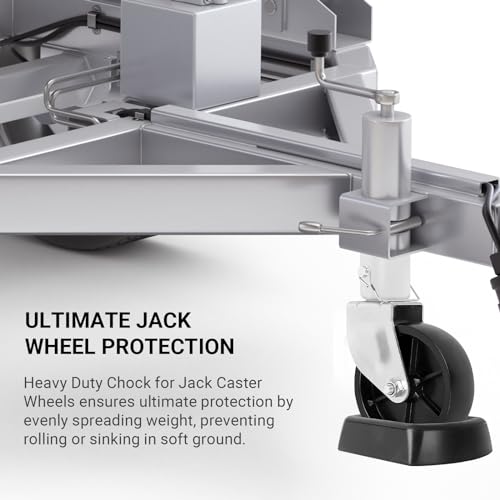 AR-PRO Jack Wheel Chock Stabilizer - Heavy Duty Rubber Travel Trailer Jack Caster Wheel Dock 6" Single Wheel Stopper for Boat RV Trailers and Caravans