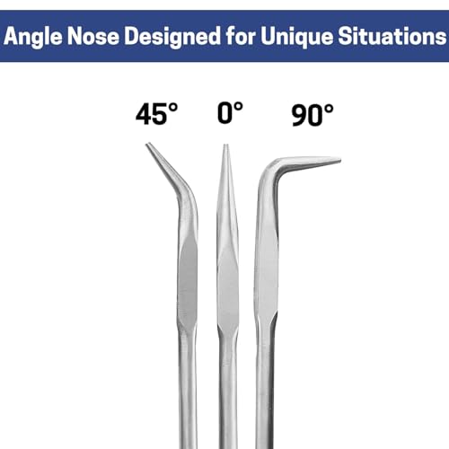 3 PCS 16 Inch Long Needle Nose Pliers Set, Extra Long Reach Pliers Set with 45°, 90° Bent and Straight Nose Pliers for Narrow Spaces